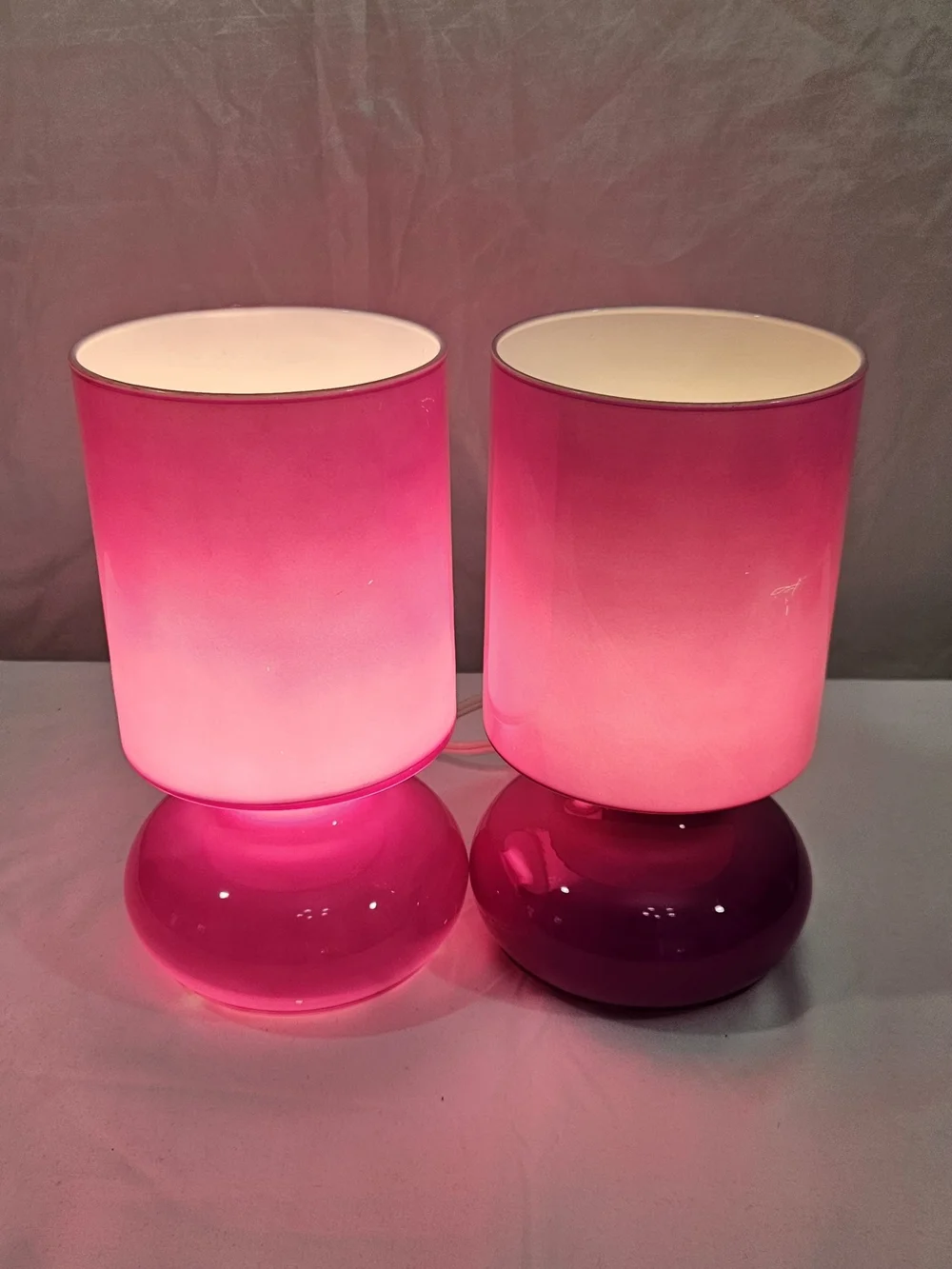 Vintage Retro IKEA Glossy Purple Pair of Table Lamps Pair. #110